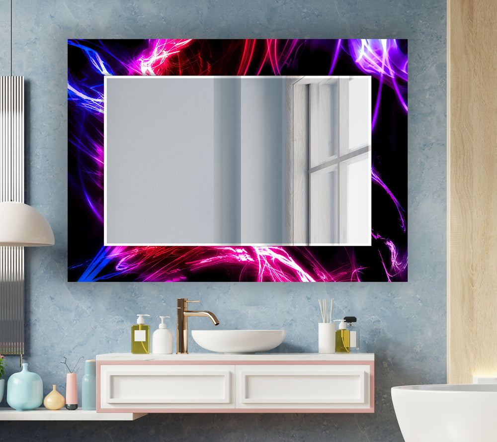 Colored Neon Lines Wall Mirror  Gold Mirror
