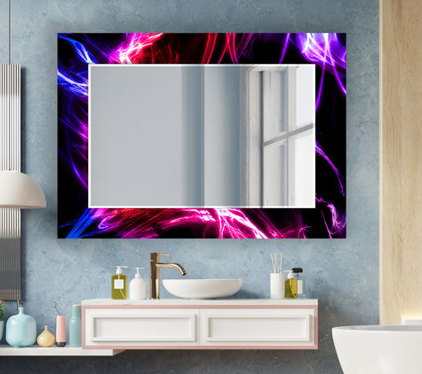 Abstract Tempered Glass Wall Mirror