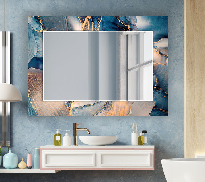 Beige & Blue Wall Mirror large wall mirror
