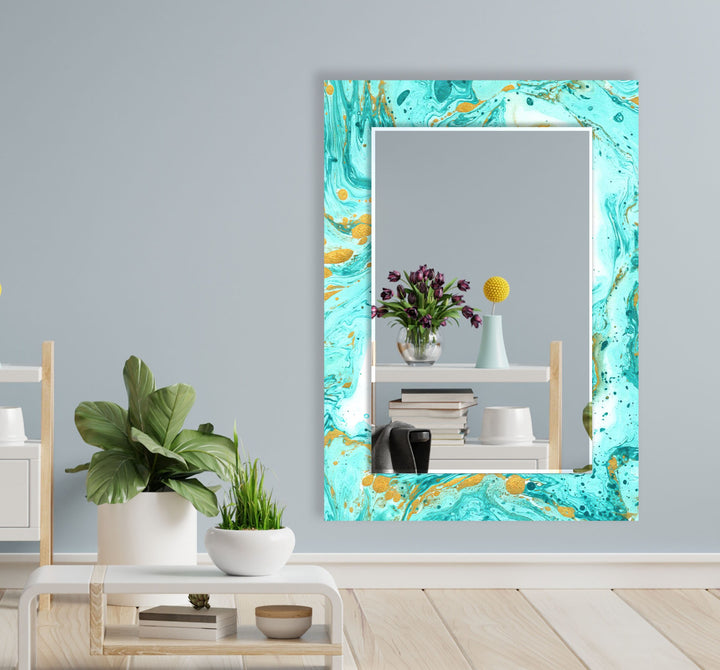 Turquoise Marble Wall Mirror Decorative Wall Mirror
