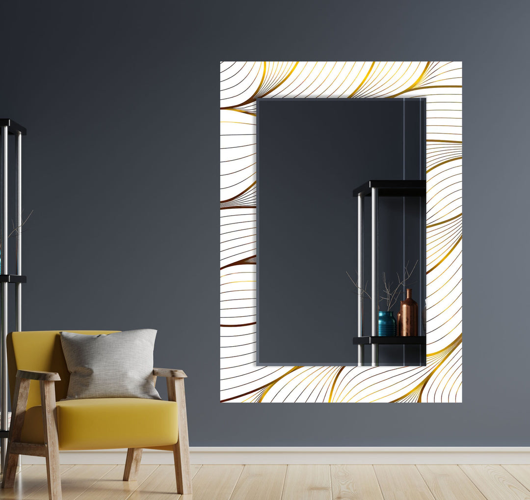 Golden & White Wall Mirror big mirror
