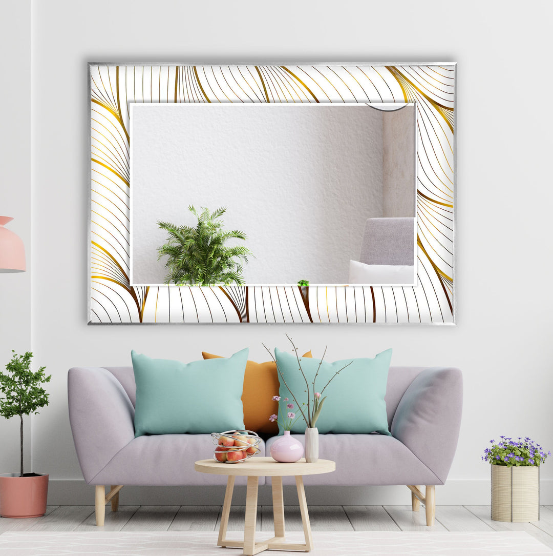 Golden & White Wall Mirror white framed mirror
