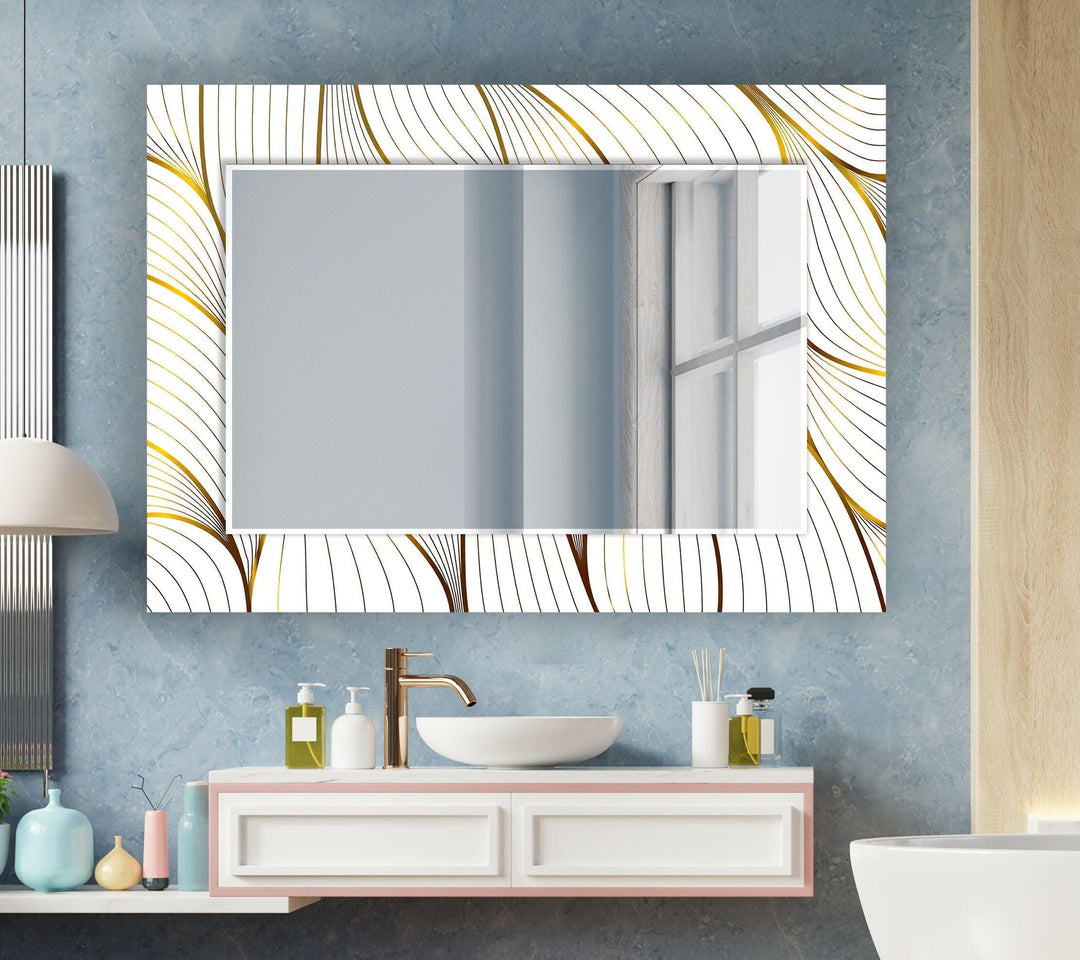 Golden & White Wall Mirror gold mirror
