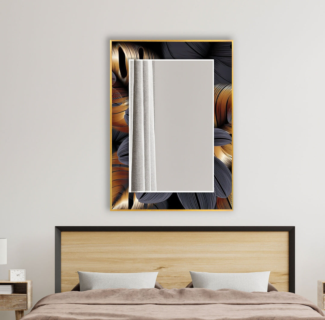 Brown & Grey Leaves Abstract Wall Mirror Huge Wall Mirror
