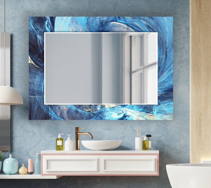 Light Blue Abstract Wall Mirrors large wall mirror
