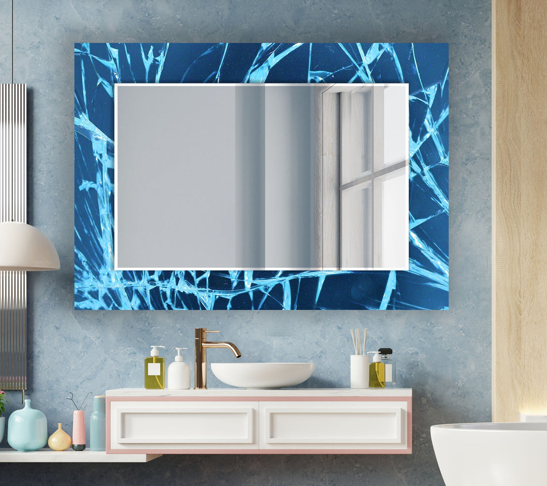 Blue Fragmented Abstract Wall Mirror decorative mirrors   
