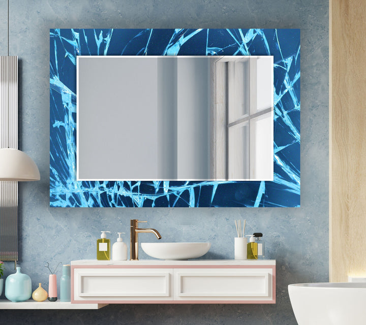 Blue Fragmented Abstract Wall Mirror decorative mirrors   
