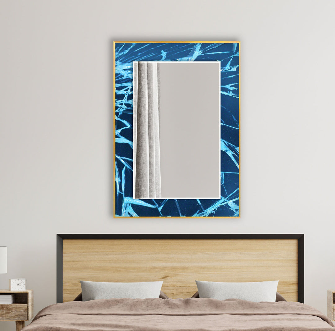 Blue Fragmented Abstract Wall Mirror wall mirror
