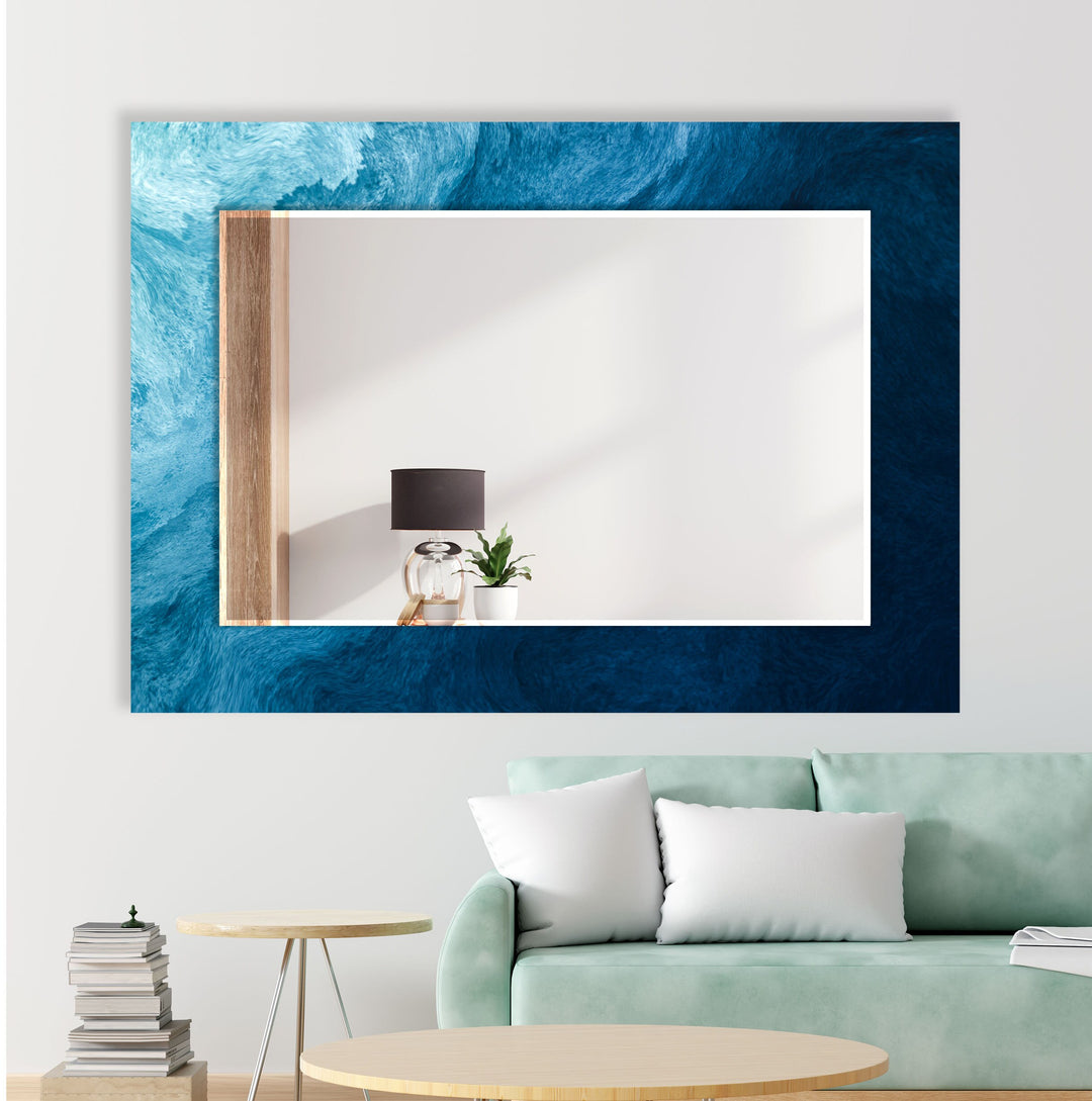 Abstract Blue Waves Wall Mirror Bathroom Mirror
