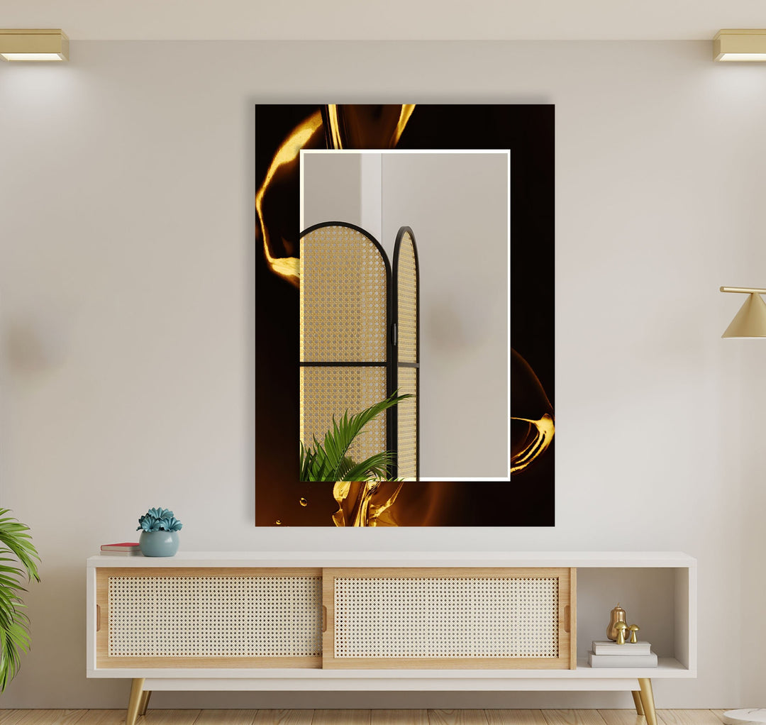 Abstract Black & Gold Wall Mirror gold mirror
