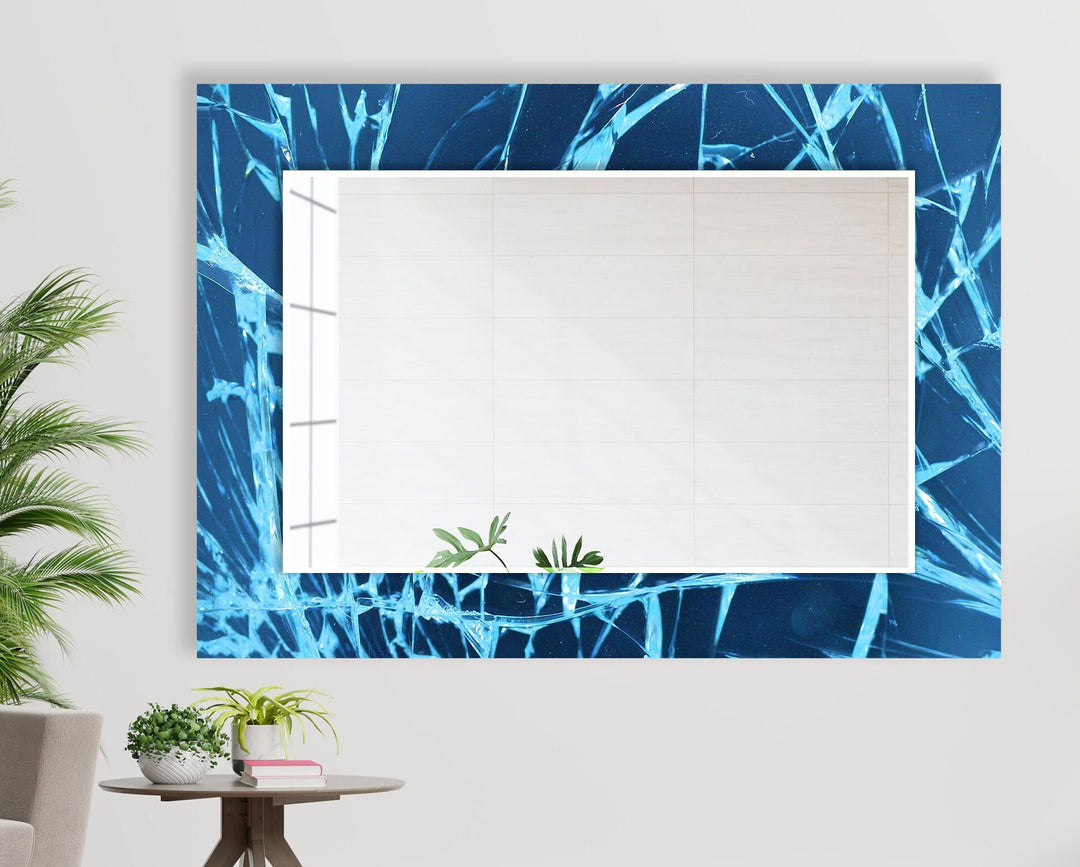 Blue Fragmented Abstract Wall Mirror big mirror for living room
