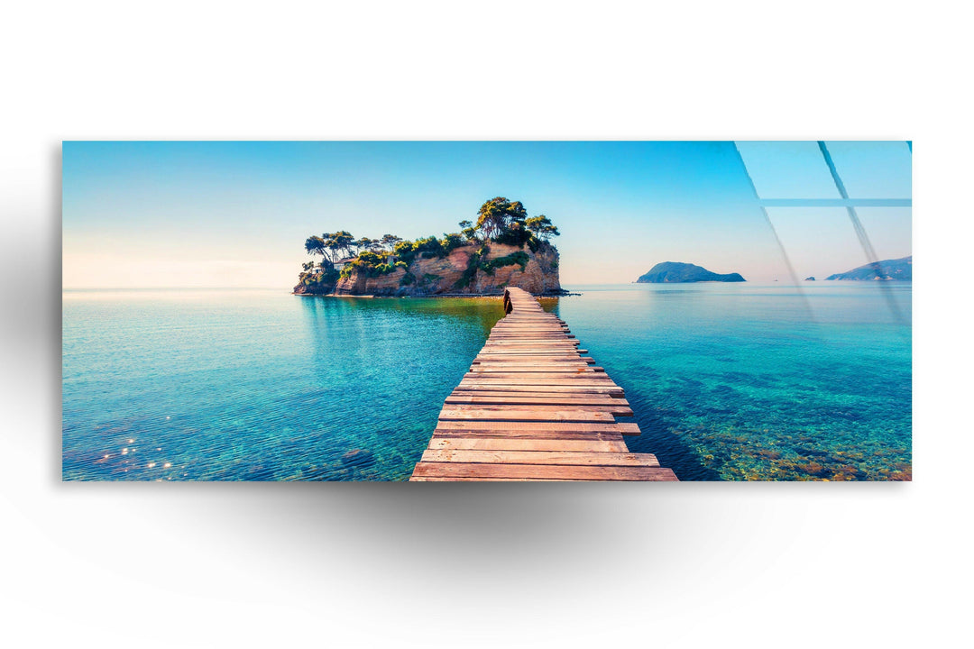 Sea Landscape With Pier Glass Wall Art picture on glass wall art, photos printed on glass