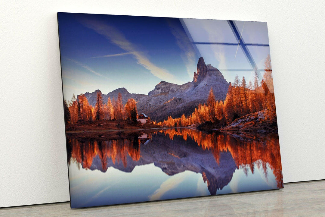 Majestic Sunset Mountains Glass Wall Art  large glass photo prints, glass wall photos