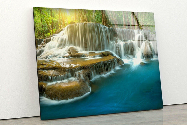 Deep Forest Waterfall Thailand High-Quality Glass Art Panels