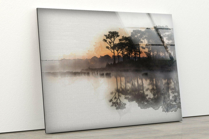 Sunrise Reflected In Lake Glass Wall Art glass wall decor, glass wall art decor