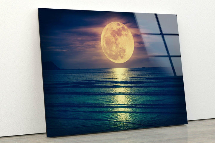 Moon Night Landscape Glass Wall Art art glass wall art, glass wall art pictures