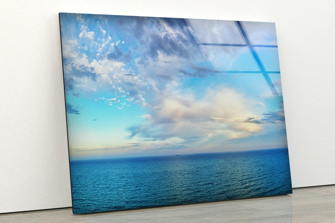 Blue Sky & White Clouds Glass Wall Art picture on glass wall art, photos printed on glass