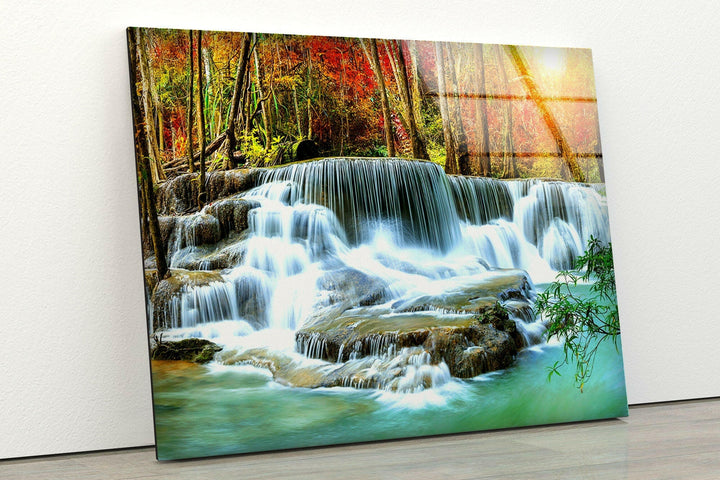 Waterfall in Deep Forest Glass Wall Art Glass Printing Wall Art, Print photos on glass