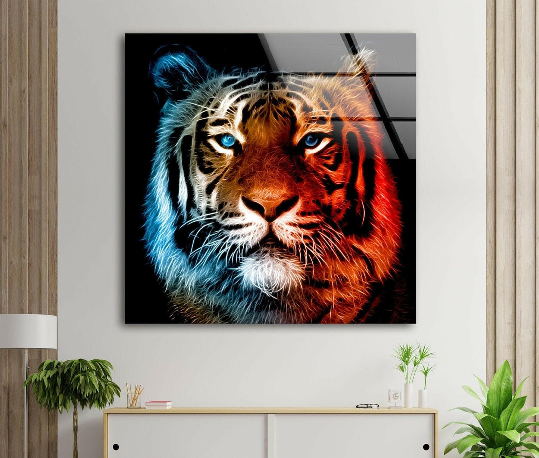 Tiger Portrait Glass Wall Art large glass photo prints, glass wall photos