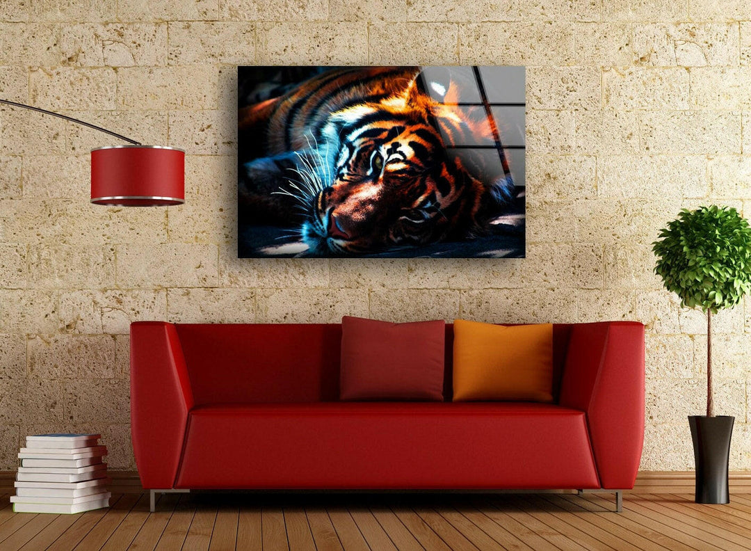 Dark Tiger Glass Wall Art large glass photo prints, glass wall photos