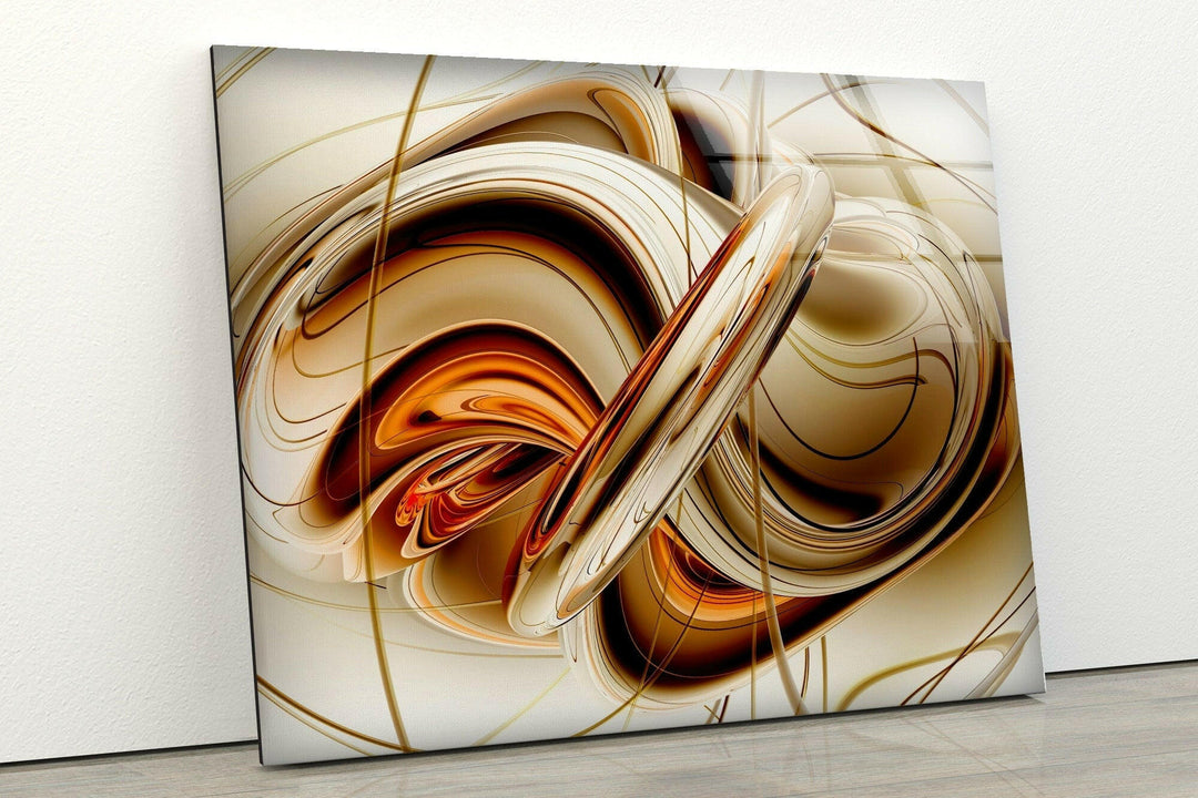 Brown Modern Fractal Art Abstract Glass Artwork for Modern Decor