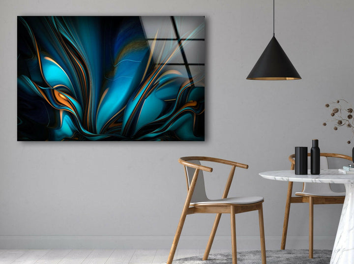 Blue Black Abstract Tempered Glass Wall Art - MyPhotoStation