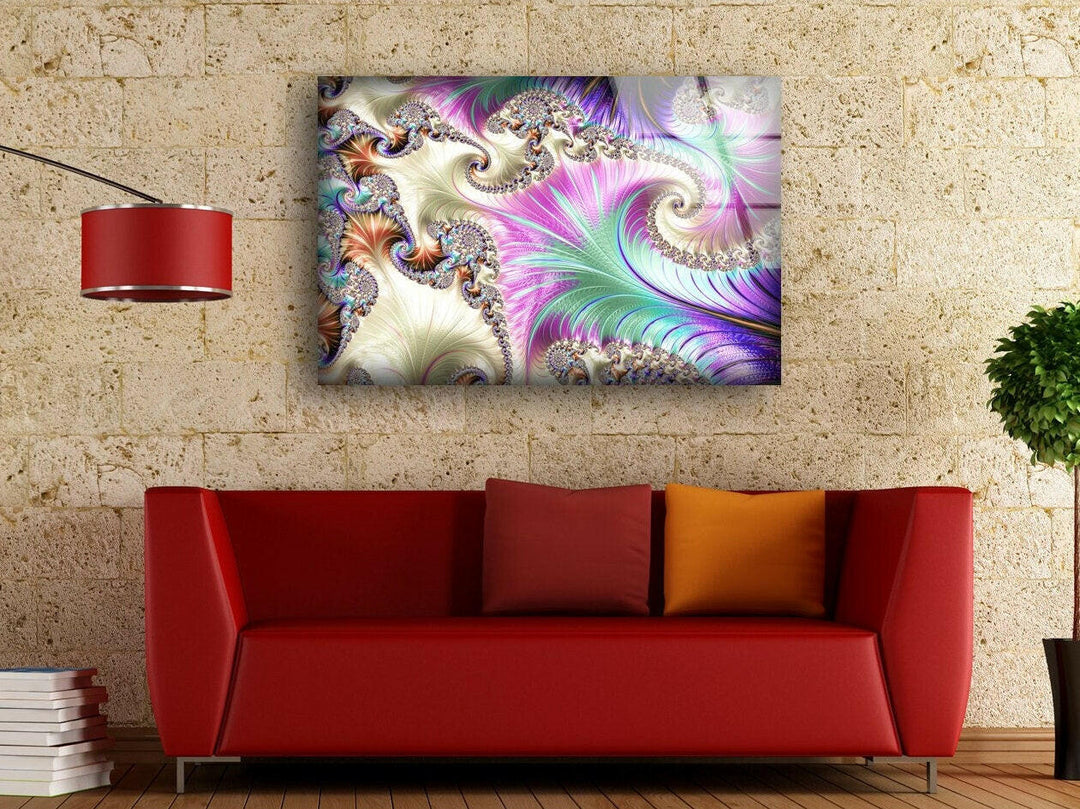 Fractal Abstract Wall Decor Glass Wall Art print picture on glass, Tempered Glass Wall Art
