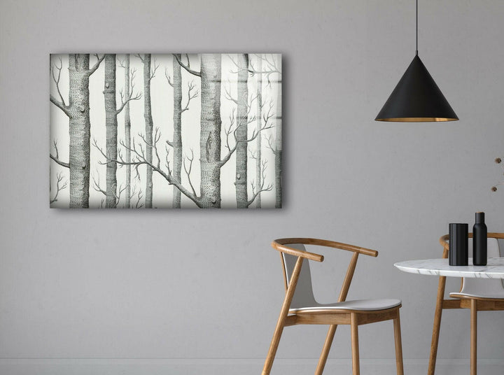 Black and White Trees Glass Wall Art glass pictures for Wall, glass prints wall art