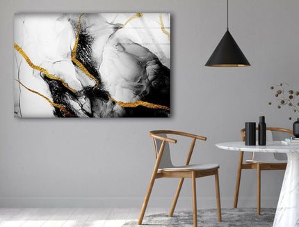 White & Black Marble Glass Wall Art