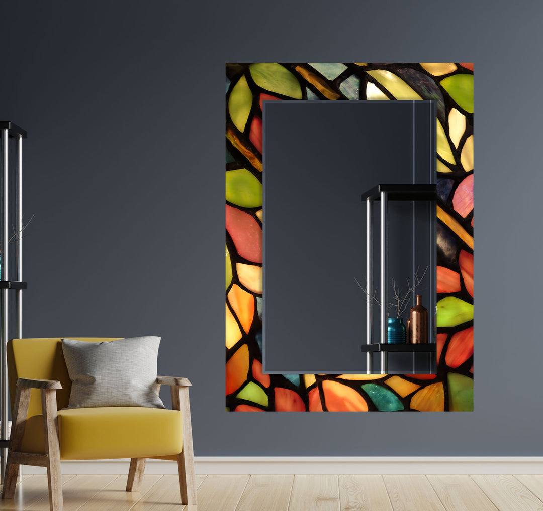 Green & Orange Leaves Wall Mirror big wall mirror
