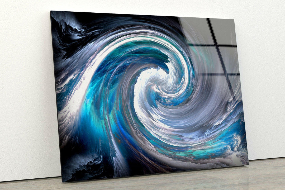 Blue Fractal Art Tempered Glass Wall Art - MyPhotoStation