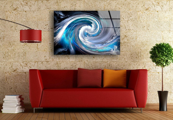 Blue Fractal Art Tempered Glass Wall Art - MyPhotoStation