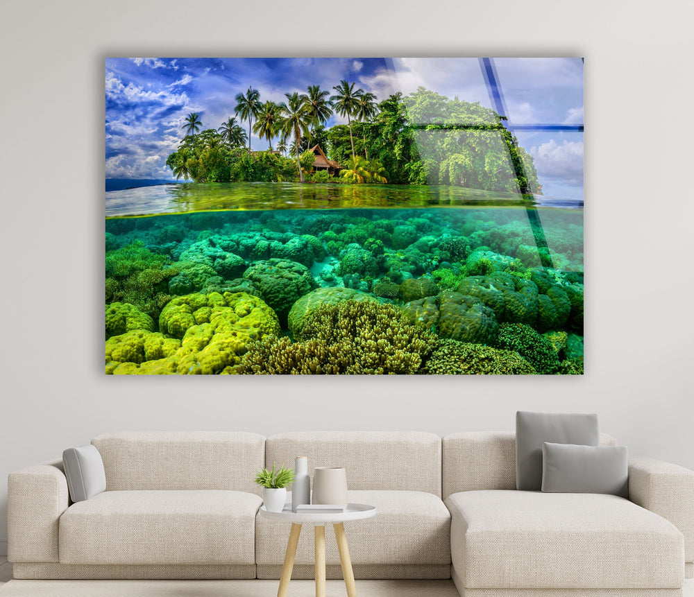 Tropic Island & Under Ocean Glass Wall Art art glass wall art, glass wall art pictures