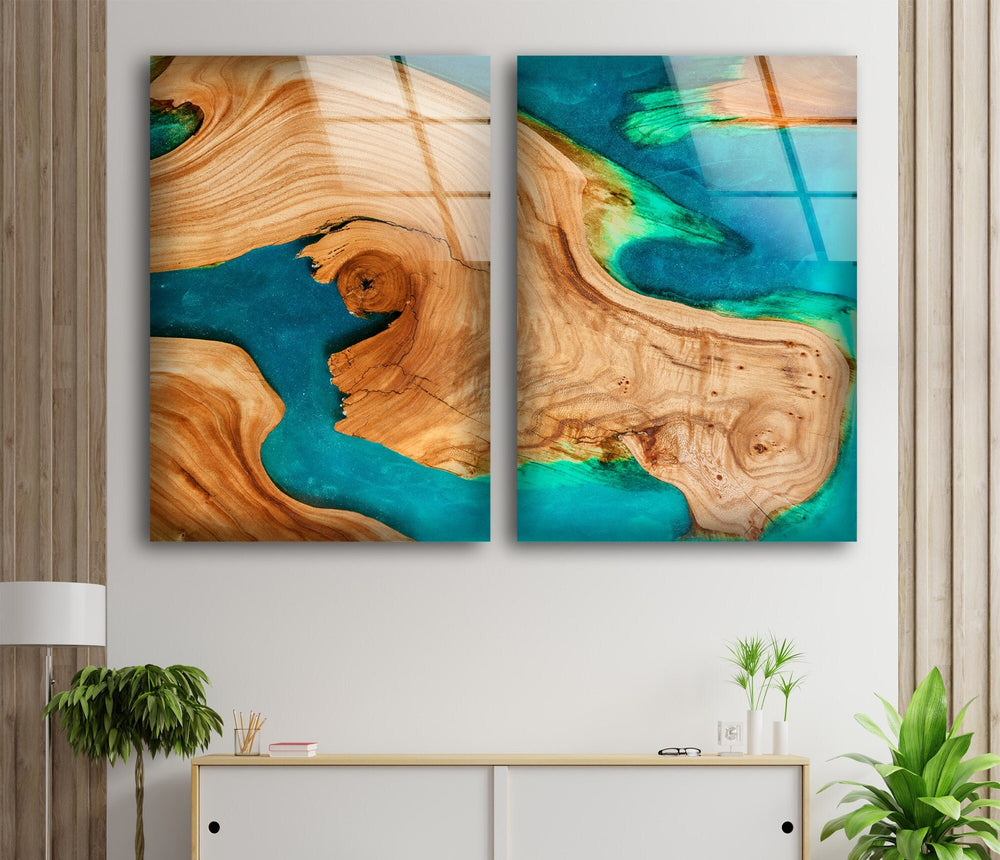 Wooden Patterned Abstract Glass Wall Art, glass pictures for Wall, glass prints wall art