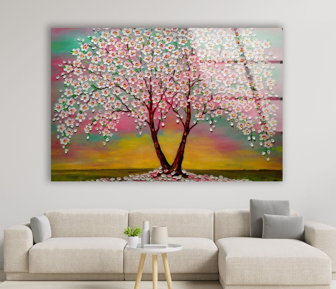 Cherry Blossom Tree Glass Wall Art, glass photo prints, glass picture prints