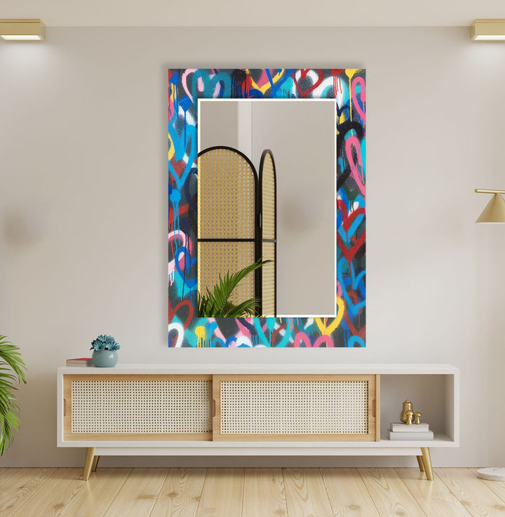 Abstract Colored Graffiti Wall Mirror Bathroom Mirrors
