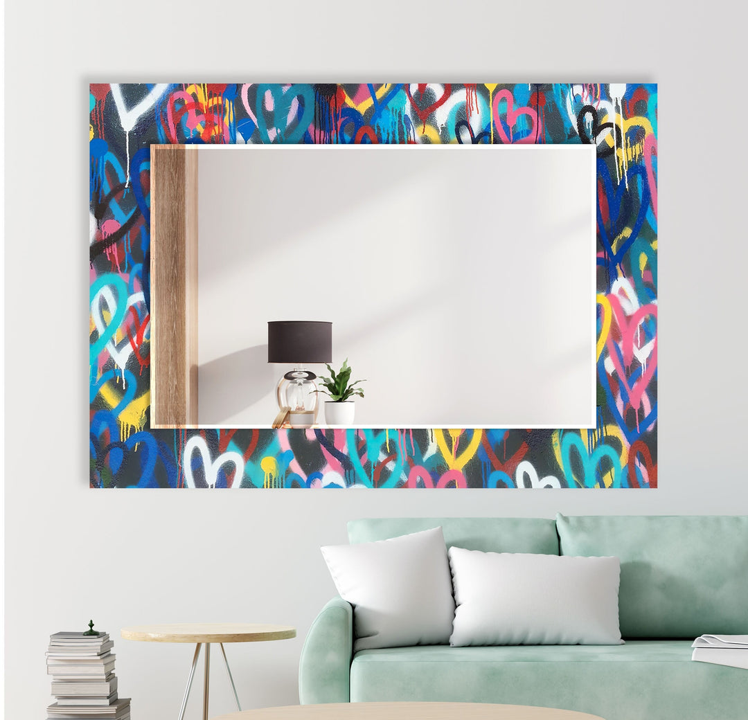 Abstract Colored Graffiti Wall Mirror living room mirror
