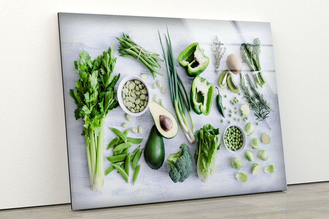 Green Vegetables Glass Wall Art, glass photo prints, glass picture prints