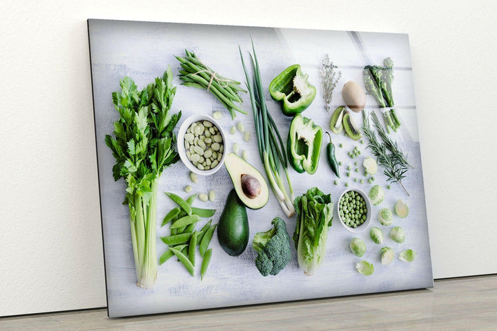 Green Vegetables Glass Wall Art, glass photo prints, glass picture prints