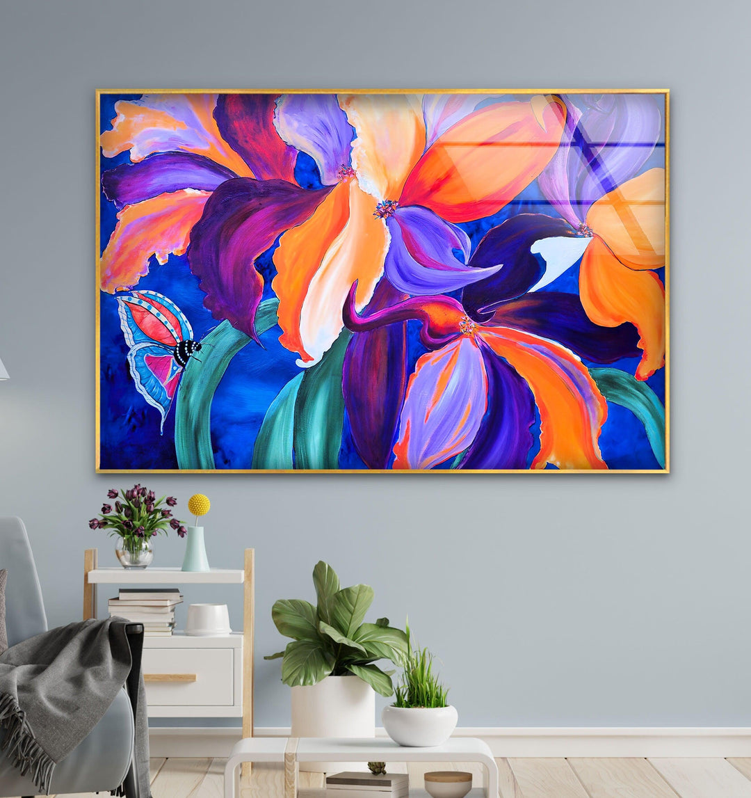 Iris Abstract Painting Glass Wall Art, Glass Printing Wall Art, Print photos on glass