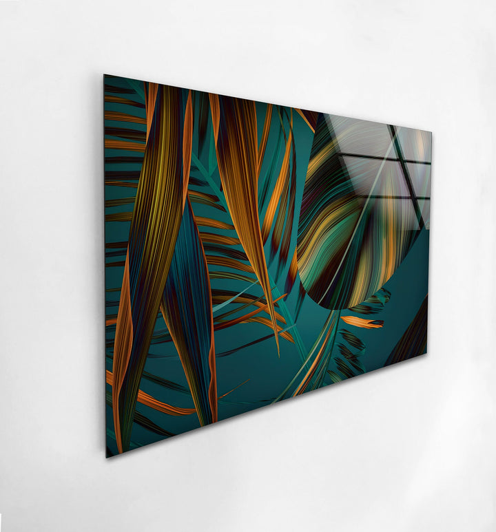 Green Abstract Palm Leaf Cool Art Prints & Tempered Glass Art