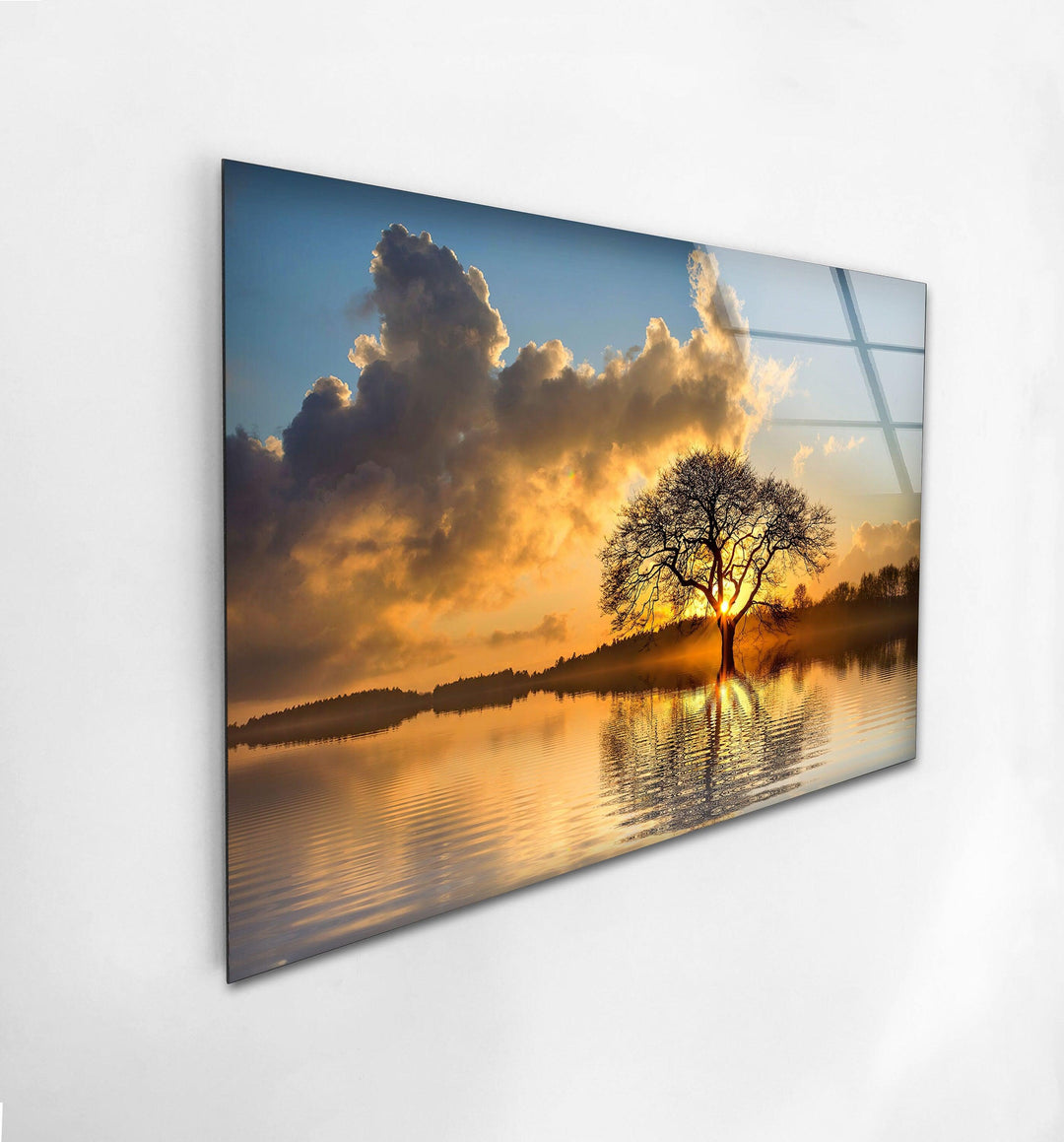 Lonely Tree At Sunset Glass Wall Art art glass wall art, glass wall art pictures