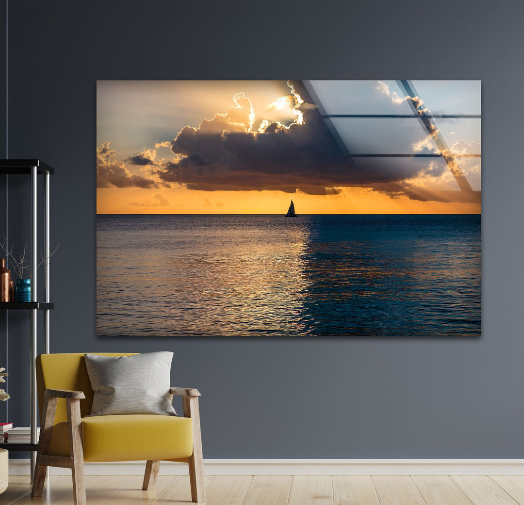 Beauty Sunset Landscape Glass Wall Art glass photo prints, glass picture prints