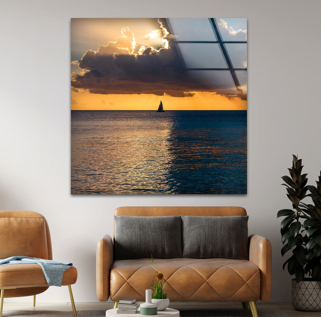 Beauty Sunset Landscape Glass Wall Art custom glass pictures, glass art prints