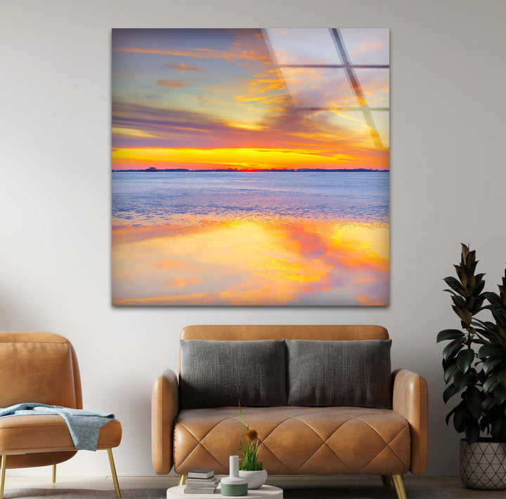 Sky Clouds Sunset Landscape Glass Wall Art custom glass photo prints, large glass prints