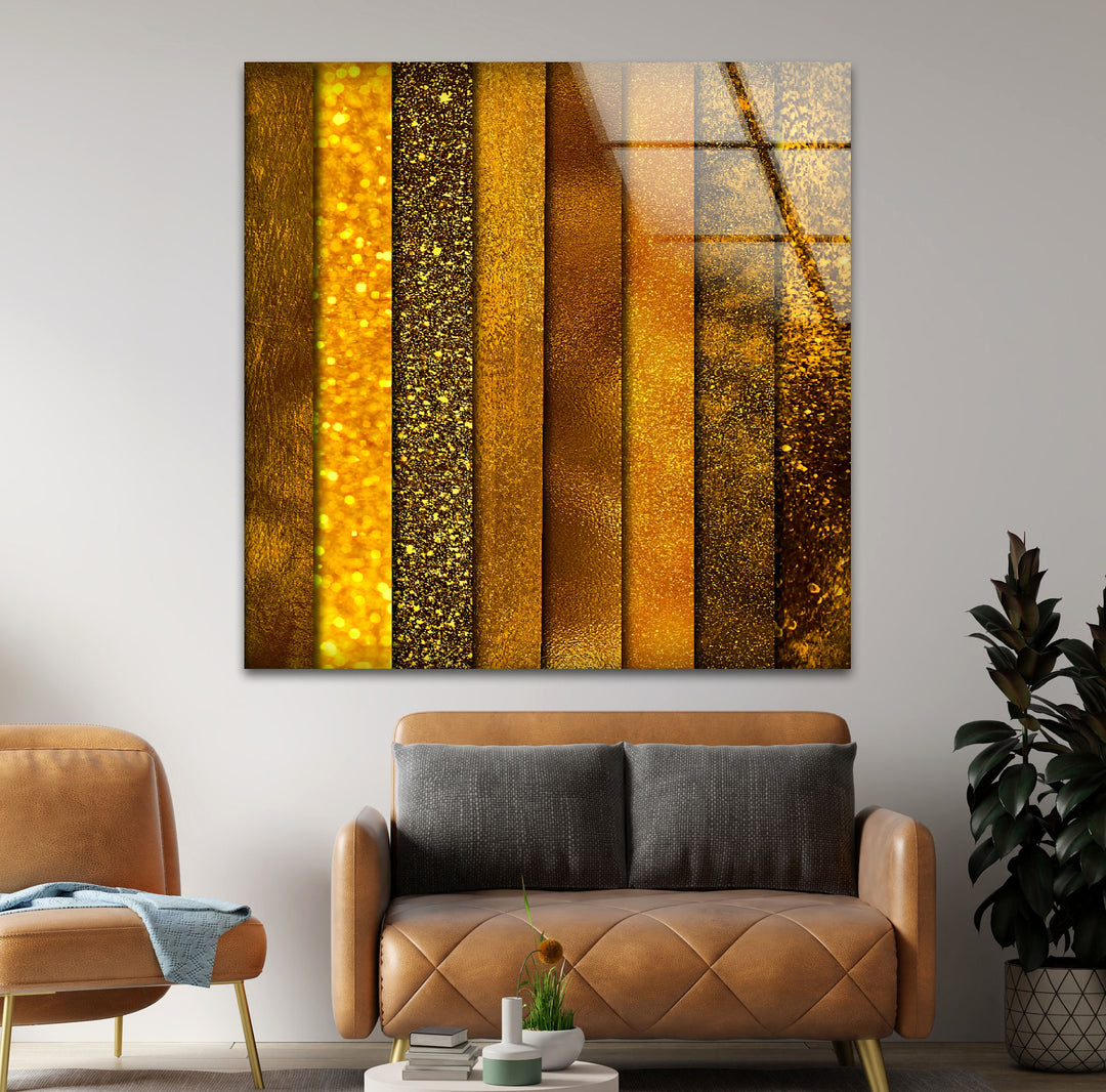 GOLDEN TEMPERED GLASS WALL ART