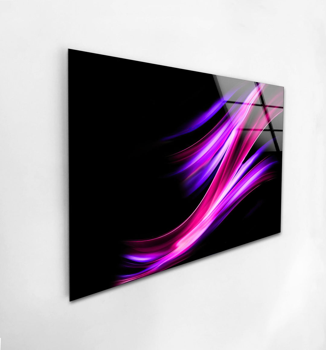 Neon Purple Wavy Fractal Glass Wall Art artdesigna wall art