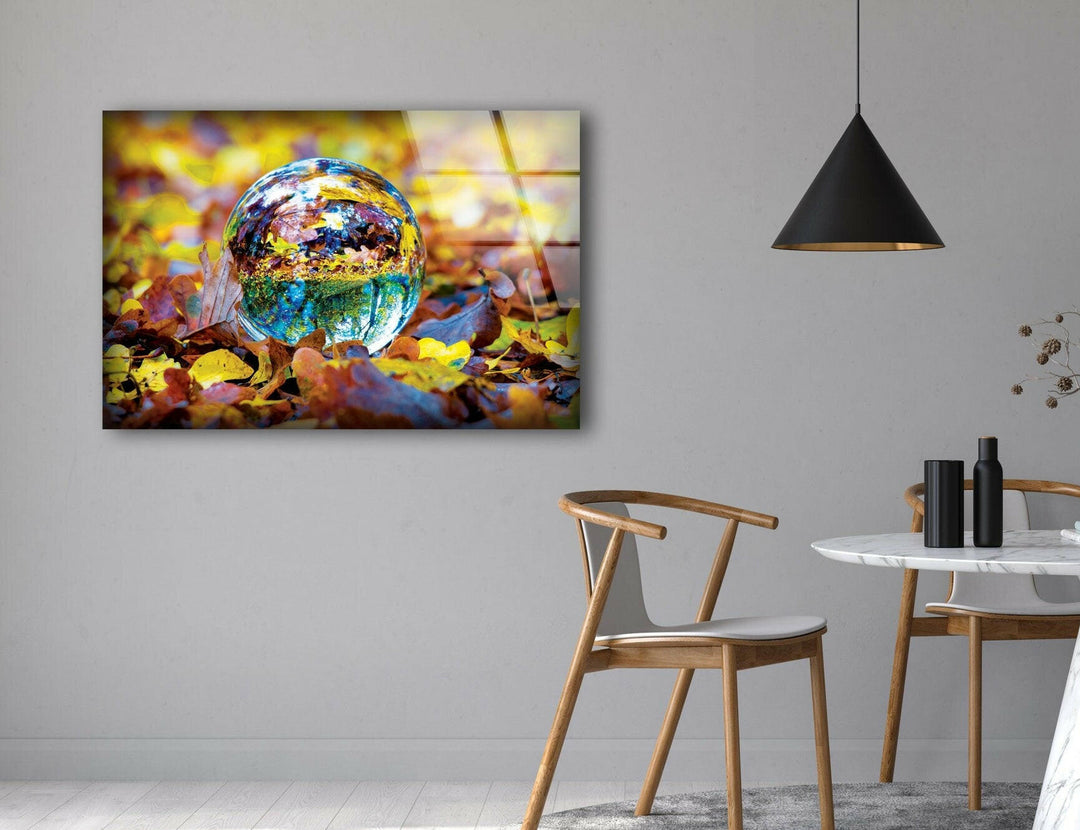 Fall Glass Sphere Autumn Glass Wall Art