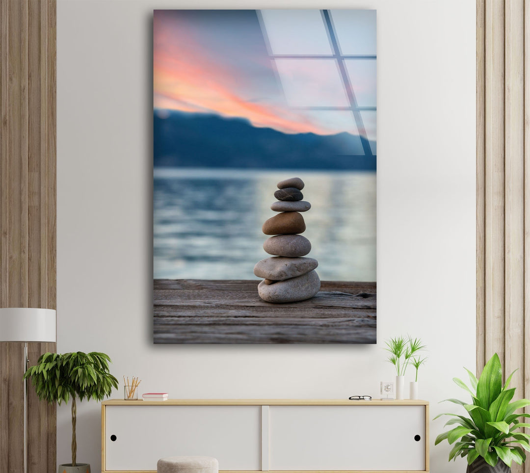 Stack Of Rocks Glass Wall Art photo print on glass, prints on glass wall art