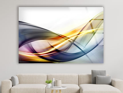 Blue Waves Abstract Glass Wall Art